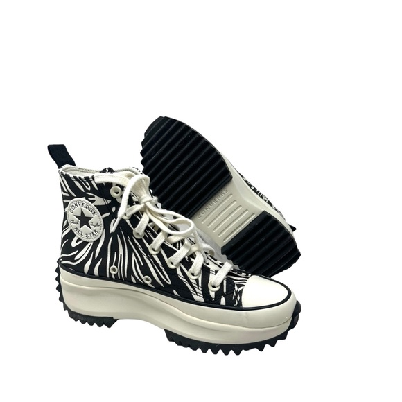 Converse Run Star Hike Platform High Shoe Skate Women Canvas Black White A03729C - Picture 4 of 9